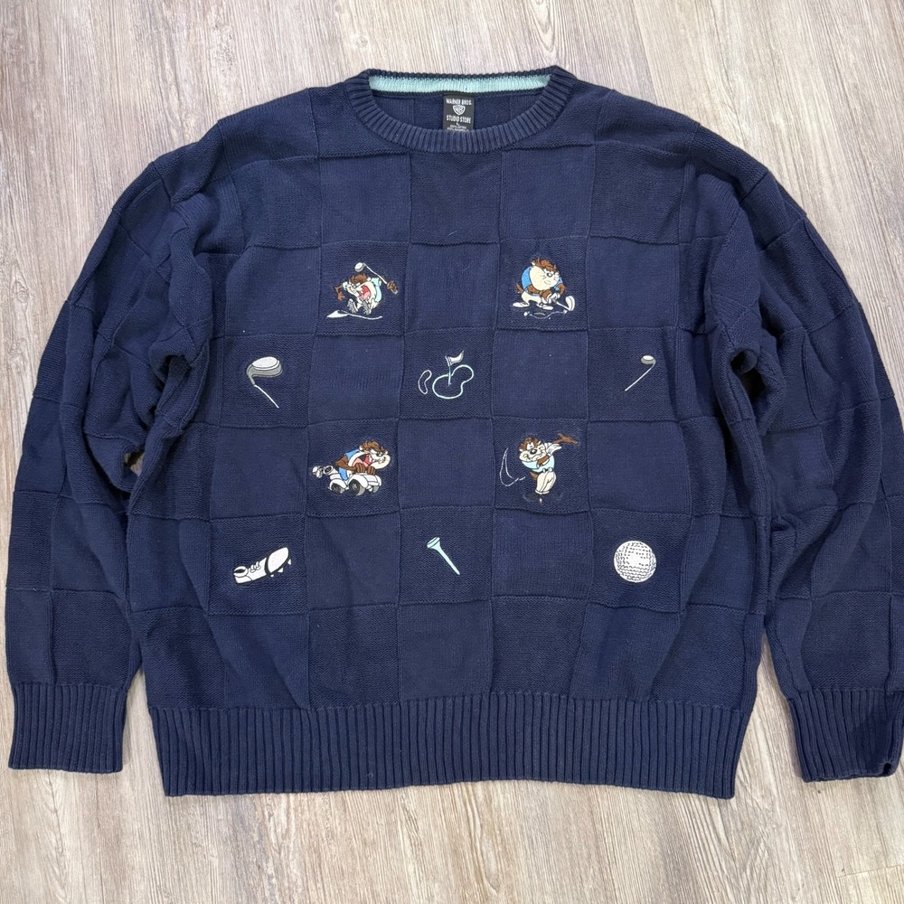 Warner Bros Studio Store Mens Large Vintage 90's Taz Golf Sweater‎